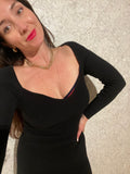 Pre-loved Black Sweetheart Neckline Knit Dress