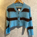 Pre-loved Blue Brown Stripe Crop HandKnit