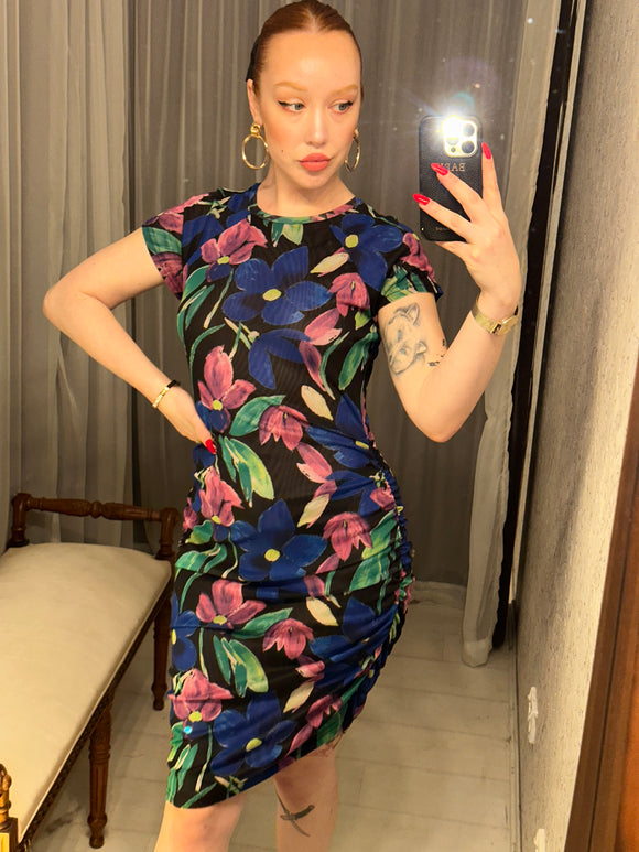 Pre-loved Blue Floral Mesh Dress