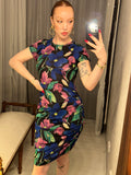 Pre-loved Blue Floral Mesh Dress