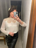 Pre-loved Cream Embroidered Beaded Sheer Top