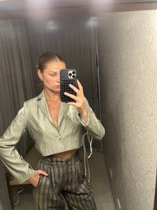 Pre-loved Mint Shine Satin Crop Jacket