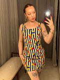 Vintage Positive Influence Flag Print Dress AS IS