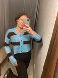 Pre-loved Blue Brown Stripe Crop HandKnit