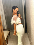 Pre-Loved Hansen and Gretel Ruched White Skirt