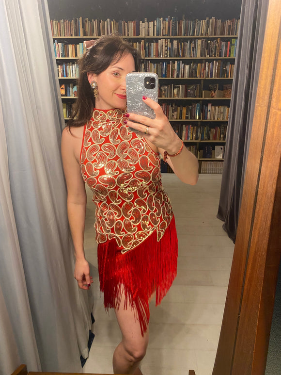 “Shake It Off” Red Sequin Fringe Dress
