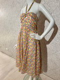 Pink Yellow Summer Print Halter Dress