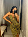 Olive Sequin Party Dress