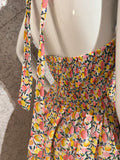 Pink Yellow Summer Print Halter Dress