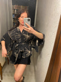 Pre-loved Sportscraft Black Kimono Silk Top