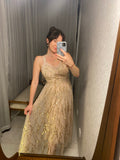 Pre-loved Blush Gold Sequin Tulle Dress