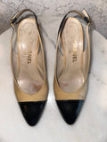 Vintage CHANEL Nude Black Classic Sling Backs