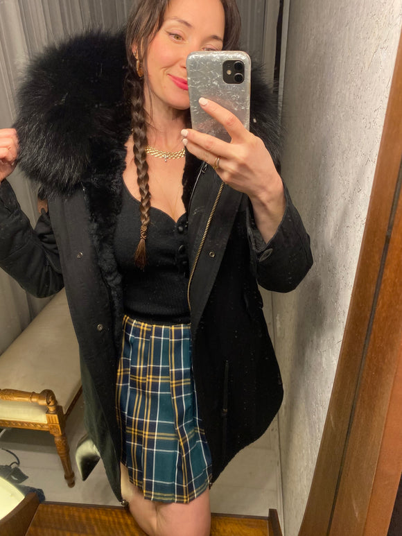 Pre-Loved Black Lined Fur Hooded Jacket