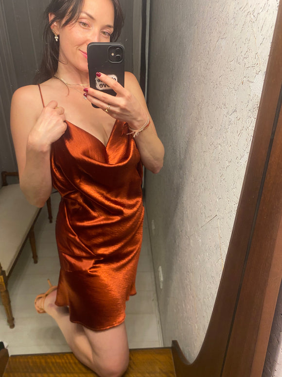 Pre-loved Bronze Goddess Cowl Neck Dress
