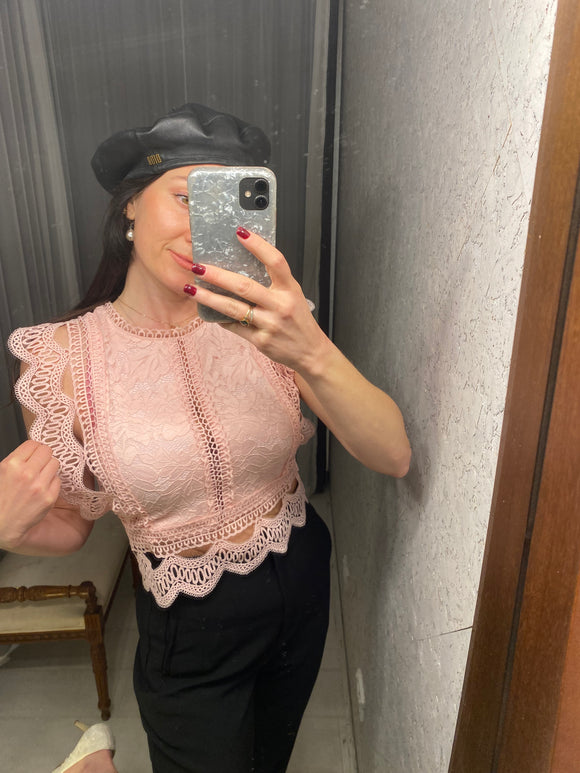 Pre-loved Pretty Pink Lace Top