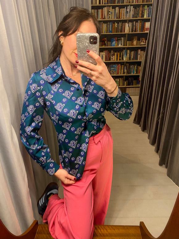 Vintage Miss DIOR Emerald Print Shirt
