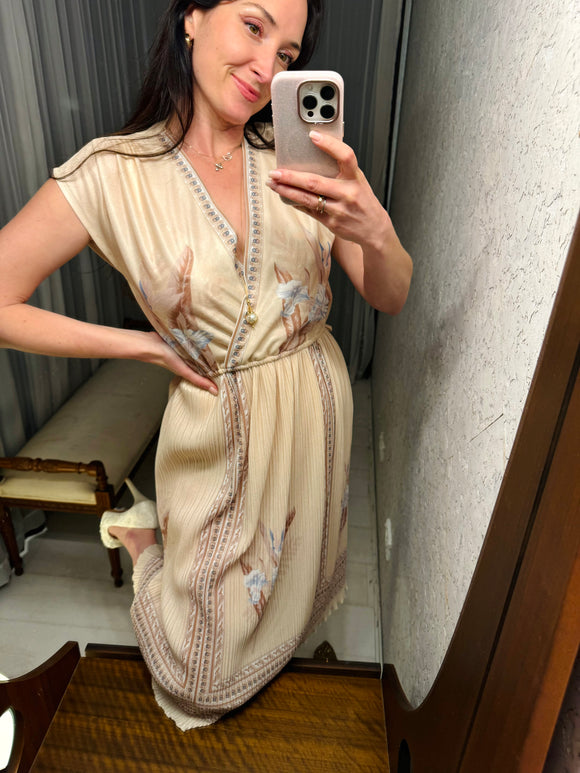 Vintage Cream Floral Motif Dress