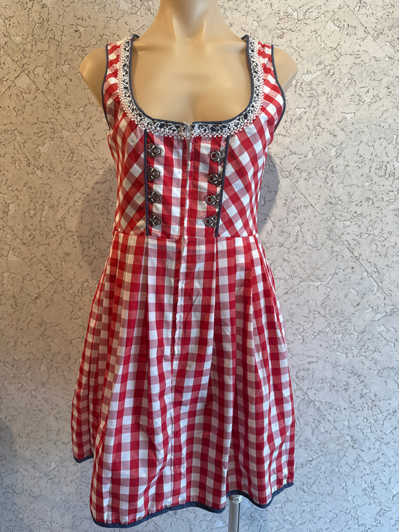 Vintage Red White Check Dirndl Dress