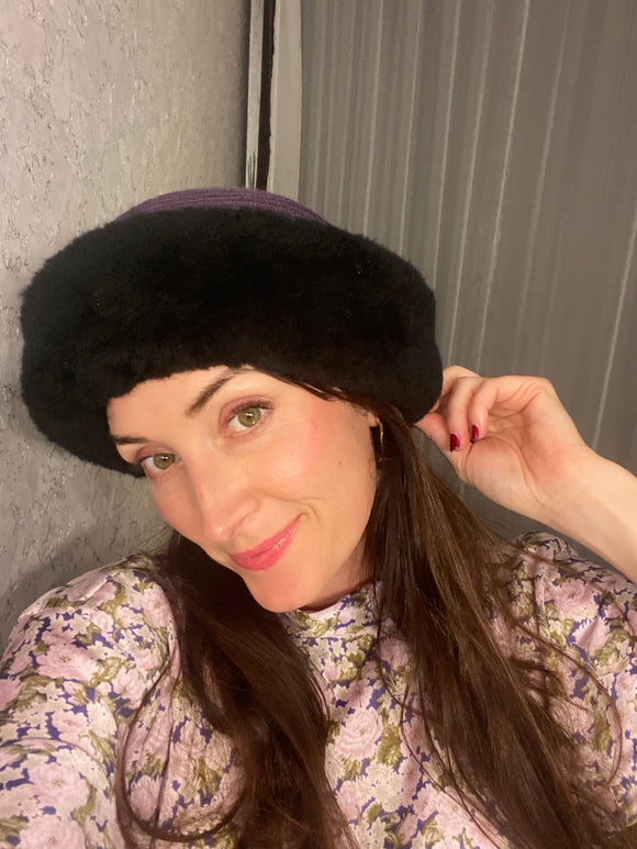 Pre-loved Helen Kaminski Black Fur Purple Hat