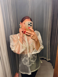 Pre-loved White Organza Embroidered Shirt