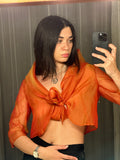 Vintage Orange Organza Tie-Up Top