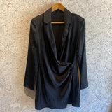 Pre-loved Black Satin Wrap Dress