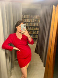 Twisted Sister Fuschia Velvet Long Sleeve Dress