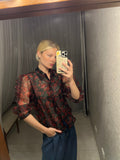 Pre-loved Black Sheer Roses Blouse