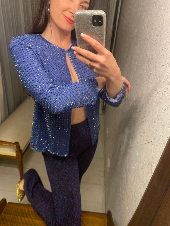 Diana Rego Vintage Blue Sparkle Top
