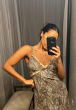 Pre-loved Peace Angel Brown Print Long Dress