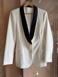 Pre-loved White Blazer with Black Lapel