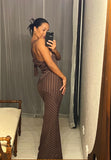 Pre-loved Metallicus Cocoa Stripe Maxi-Dress