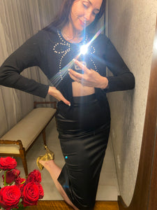Pre-loved Billion Dollar Babes Black Satin Skirt