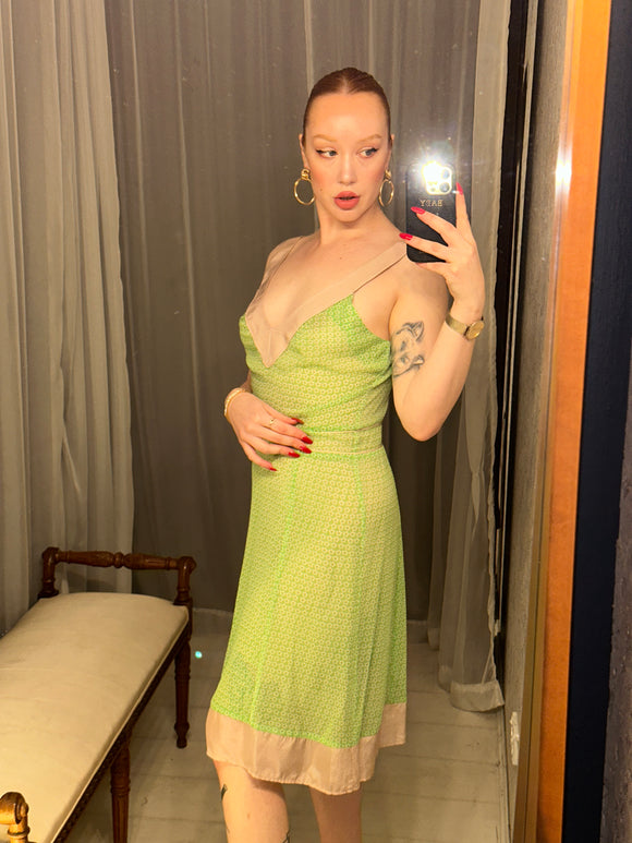 Pre-loved Alannah Hill Green Pink Silk Dress