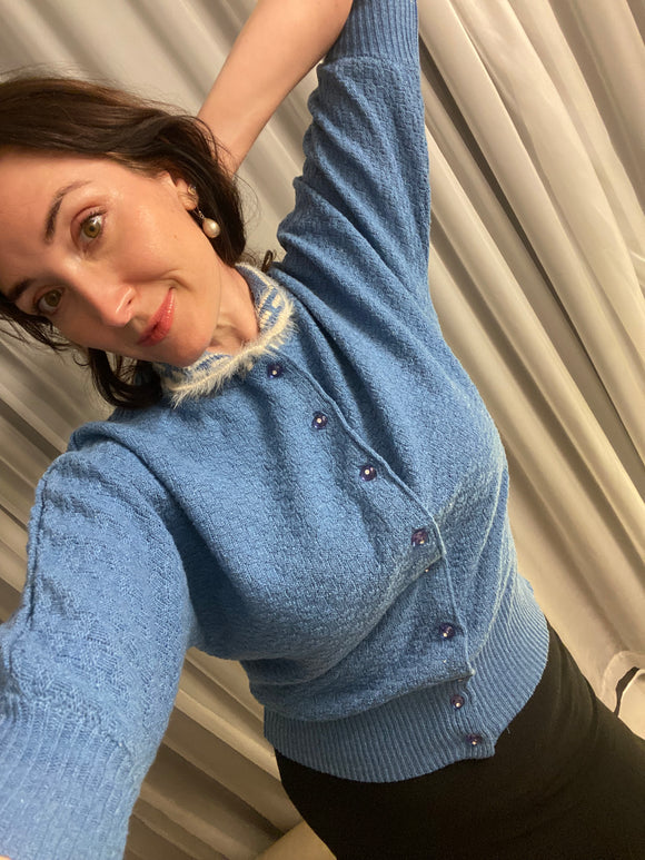 Vintage Blue Knit Cardigan
