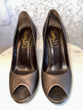 YSL Pewter Brown High Heels - Size 37