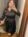 Pre-loved Down Town Black Satin Trench Coat