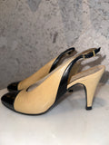 Vintage CHANEL Nude Black Classic Sling Backs
