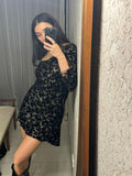 Black Silk Velvet Skater Dress