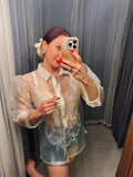 Pre-loved White Organza Embroidered Shirt