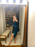 Pre-Loved Zeus Dion Metallic Blue Green Slinky Dress