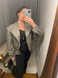 Vintage 80's Grey Italian Leather Jacket
