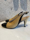 Vintage CHANEL Nude Black Classic Sling Backs