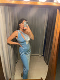 Pre-loved Abys Baby Blue Velvet Long Dress