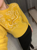 Vintage Yellow Sequin Dragon Knit Jumper