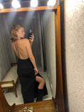 Pre-loved Black Cotton Halter Long Dress