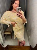 Vintage Pastel Yellow Sequin Dress