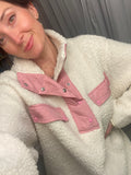 Pre-loved Cream Pink Trim Sherpa Jacket