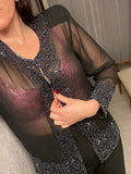 Vintage Black Sheer Embellished Beaded Jacket