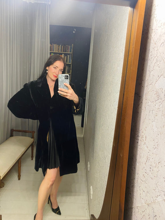 Pre-loved Black Velvet Coat